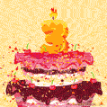 Hand Drawn 3rd Birthday Cake Greeting Card (Animated Loop GIF)