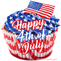 New July 4th GIF. USA flag cupcake.