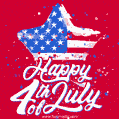 Happy 4th of July USA Independence Day GIF with american national flag balloon and lettering