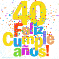 Imagen GIF festiva y colorida de feliz cumpleaños número 40
