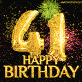 41st Birthday Greeting Card - Amazing Bursts of Fireworks (GIF)