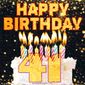 Happy 41st Birthday Cake GIF, Free Download