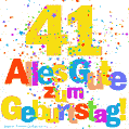 Festliches und farbenfrohes GIF-Bild zum 41. Geburtstag.