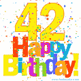 Festive and Colorful Happy 42nd Birthday GIF Image
