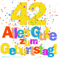 Festliches und farbenfrohes GIF-Bild zum 42. Geburtstag.