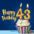 Happy Birthday - 43 Years Old Animated Card