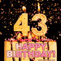 Happy 43rd Birthday Cake GIF and Video with sound free download