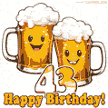 Hilarious beer pints animated image for his 43rd birthday celebration