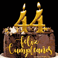 Felices 44 Años - Hermosa imagen de pastel de feliz cumpleaños