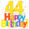 Festive and Colorful Happy 44th Birthday GIF Image
