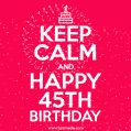 KEEP CALM and Happy 45th Birthday GIF
