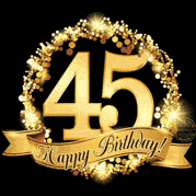 Happy 45th Birthday Anniversary Card, Gold Glitter and Sparkles