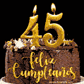 Felices 45 Años - Hermosa imagen de pastel de feliz cumpleaños