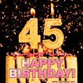 Happy 45th Birthday Cake GIF and Video with sound free download