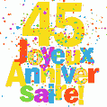 Image GIF festive et colorée de joyeux anniversaire 45 ans