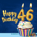 Happy Birthday - 46 Years Old Animated Card