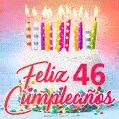 Cumpleaños de 46 - delicioso pastel de cumpleaños con velas