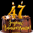 Gâteau d'anniversaire avec bougies GIF – 47 ans