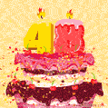 Hand Drawn 48th Birthday Cake Greeting Card (Animated Loop GIF)