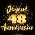 Joyeux Anniversaire - 48 Ans. GIF de confettis d'or.