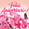 Lindas rosas e borboletas - 48 anos de feliz aniversário GIF