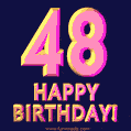 Happy 48th Birthday Cool 3D Text Animation GIF