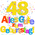 Festliches und farbenfrohes GIF-Bild zum 48. Geburtstag.