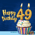 Happy Birthday - 49 Years Old Animated Card