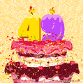 Hand Drawn 49th Birthday Cake Greeting Card (Animated Loop GIF)