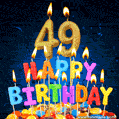 Best Happy 49th Birthday Cake with Colorful Candles GIF