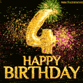 4th Birthday Greeting Card - Amazing Bursts of Fireworks (GIF)