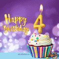 Happy Birthday - 4 Years Old Animated Card