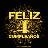 GIF animado con un diseño dorado, mostrando el número 4 rodeado de fuegos artificiales y luces que resaltan una atmósfera festiva y vibrante.