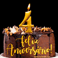 Feliz aniversário de 4 anos - lindo bolo de feliz aniversário