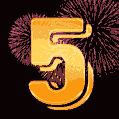 Number 5 GIF. Golden number 5 and animated fireworks.