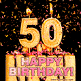 Happy 50th Birthday Cake GIF and Video with sound free download