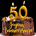 Gâteau d'anniversaire avec bougies GIF – 50 ans