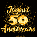 Joyeux Anniversaire - 50 Ans. GIF de confettis d'or.