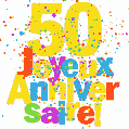 Image GIF festive et colorée de joyeux anniversaire 50 ans
