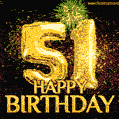 51st Birthday Greeting Card - Amazing Bursts of Fireworks (GIF)