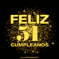 GIF animado para cumpleaños con el número 51 - feliz cumpleaños gif de fuegos artificiales