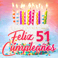 Cumpleaños de 51 - delicioso pastel de cumpleaños con velas