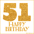 Gold Glitter 51st Birthday GIF
