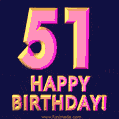 Happy 51st Birthday Cool 3D Text Animation GIF