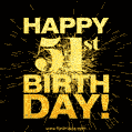 51st Birthday GIF. Best Fireworks Animated Image for 51 Year Olds.