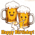 Hilarious beer pints animated image for his 51st birthday celebration