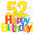Festive and Colorful Happy 52nd Birthday GIF Image