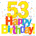 Festive and Colorful Happy 53rd Birthday GIF Image