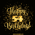 Gold Confetti Animation (loop, gif) - Happy 54th Birthday Lettering Card