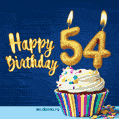 Happy Birthday - 54 Years Old Animated Card
